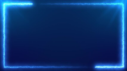 Wall Mural - animated glowing abstract blue electric energy frame, motion logo or title design concept