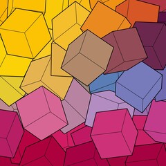 Abstract vector background. Geometric figures. Color cubes. eps 10