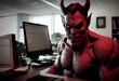 Office monster, toxic boss, digital illustration generative AI, office daemon, bullying