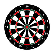 Classic Darts Board With Twenty Black And White Sectors Icon Isolated On White Background. Darts Game Sign. Dartsboard Illustration