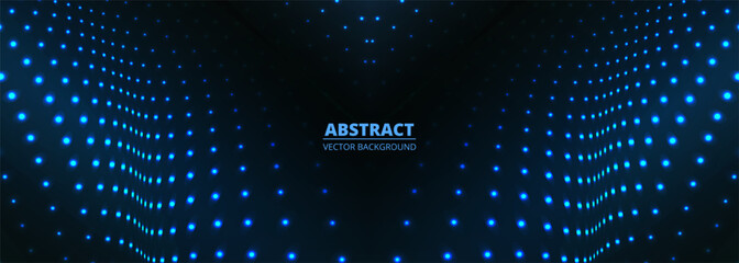 Wall Mural - Dark blue vector wide futuristic abstract background with blue particle dots. Vector illustration Generative AI