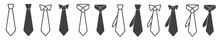 Tie Icon Vector Set. Professional Necktie Line Symbol. Businessman Suit Neck Tie Icon Collection.