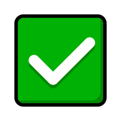 Poster - Flat design green square checkbox icon. Vector.