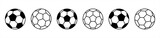 Fototapeta  - Soccer ball icon set in line style. football simple black style symbol sign for sports apps and website, vector illustration.