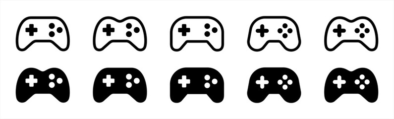 Poster - Game console icon. Video game controller simple black style symbol sign for apps and website, vector illustration.