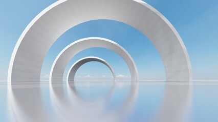 Poster - Abstract architecture background arched interior 3d render