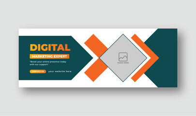 Grow your business's Facebook cover and web banner for digital marketing business.