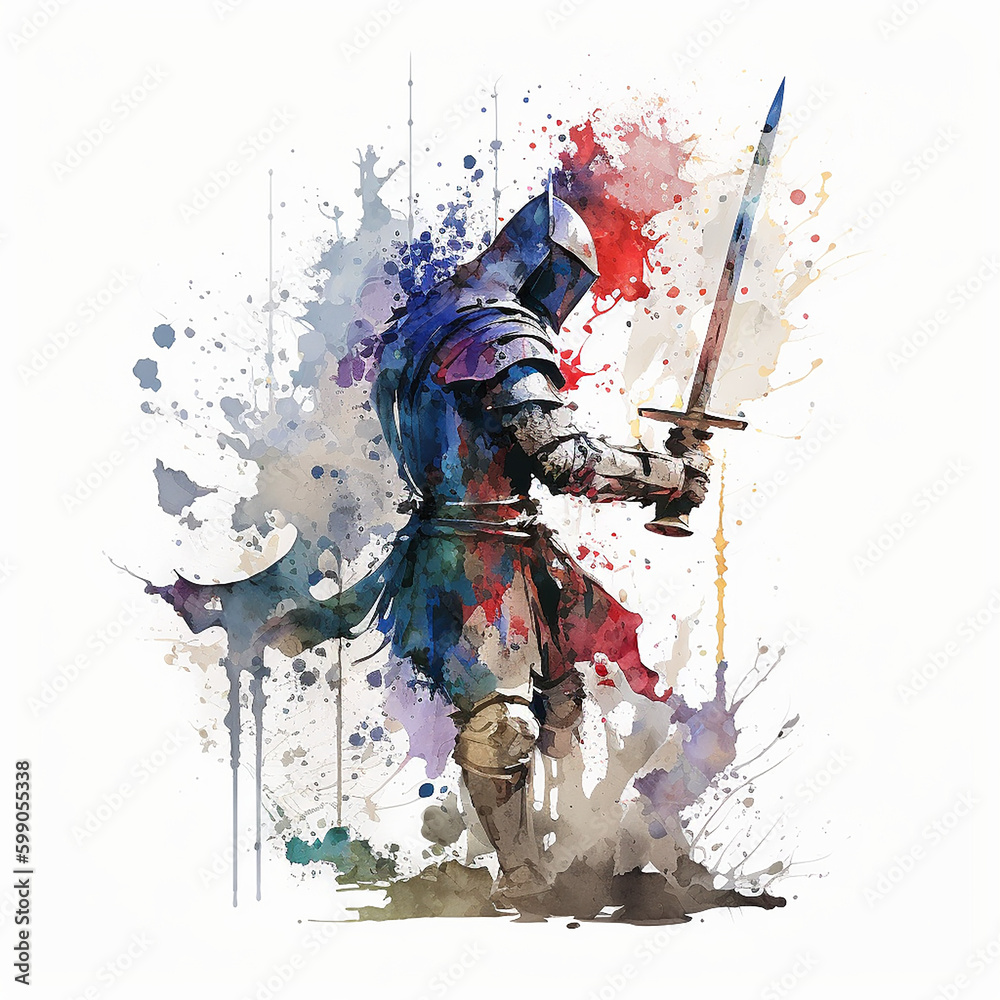Mour Knight Medieval Knight Watercolor Art v3, 300 DPI PNGs, High Resolution ...