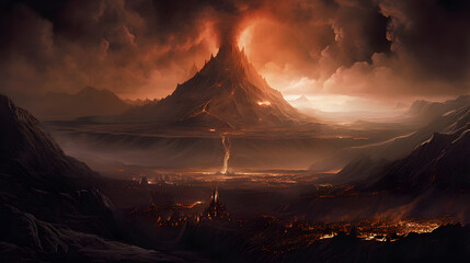 Sticker - Concept art illustration of Mordor land