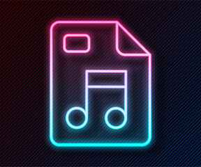 Aufkleber - Glowing neon line MP3 file document. Download mp3 button icon isolated on black background. Mp3 music format sign. MP3 file symbol. Vector