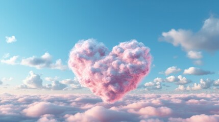 Heart shape cloud. Illustration AI Generative.