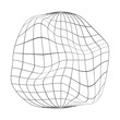 Deflated globe icon. Earth planet distorted wireframe isolated on white background. Climate changing concept. Global ecological catastrophe symbol Generative AI