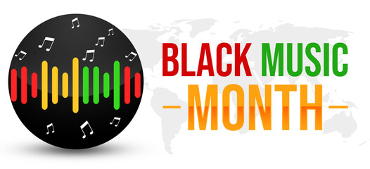 Black music month banner design in colorful shapes with typography. Celebrating Black music month, backdrop