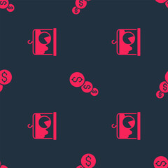 Poster - Set Chalkboard with chart and Financial growth and dollar on seamless pattern. Vector