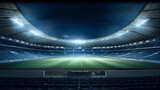 Fototapeta Sport - Football stadium at night. Illustration AI Generative.