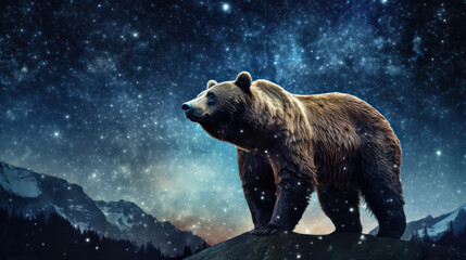 Wall Mural - stars constellation ursa major in the night sky illustration ai generative.