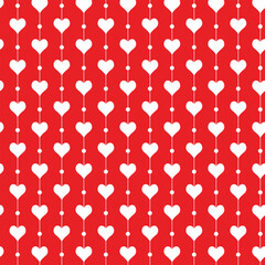 Poster - abstract white heart and line pattern with red bg.