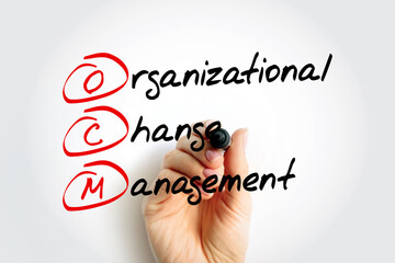 Aufkleber - OCM - Organizational Change Management is a framework for managing the effect of new business processes, acronym concept background