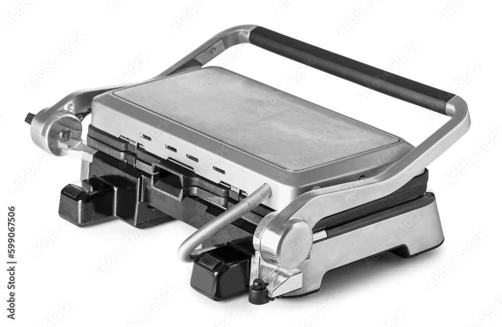 Modern electric grill with close lid isolated on white background