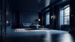 © hassanmim2021 - Dark blue home interior background, modern style, 3d render, Bright color. Generative Ai