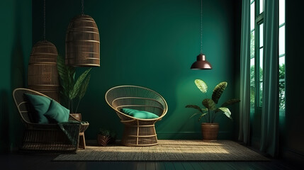 Modern cozy mock up interior design of luxury living room. Generative Ai