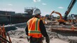 © Mockup Station - A construction worker in protective gear. Generative AI
