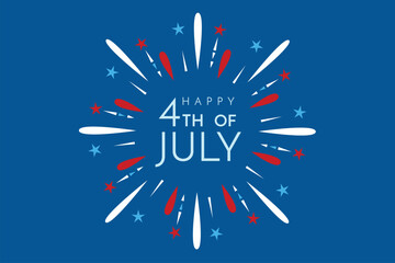 Wall Mural - Happy 4th of July Fireworks Horizontal Vector Illustration 1