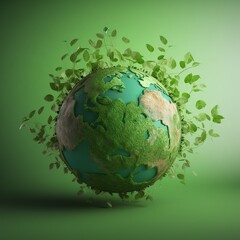 Canvas Print - Save the green planet concept with green Earth globe, Earth Day. the environment. generative AI