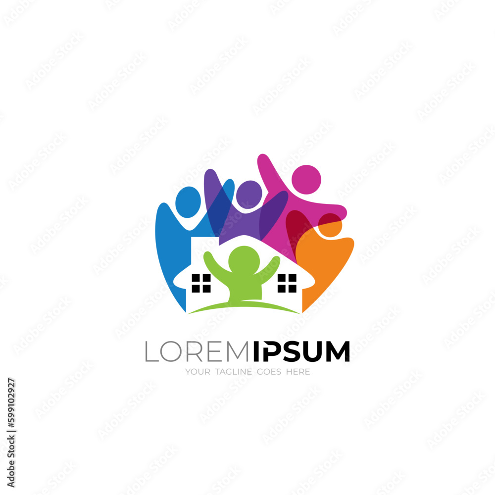 Family logo with house design template, people and building logos Stock ...