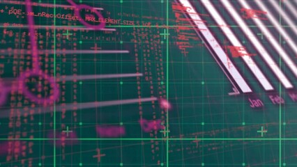 Poster - Animation of computer language over multiple graphs and globe against abstract background