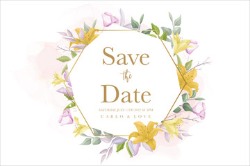  beautiful watercolor floral frame with rose,  anemone  and lily flower