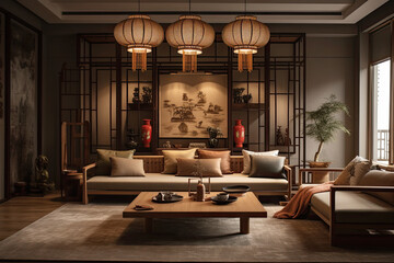 Wall Mural - Chinese family living room decoration style