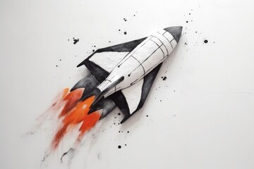 Rocket painted on the wall, business and startup concept. Generative AI