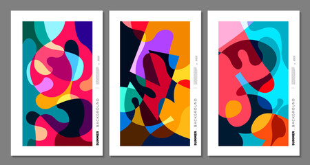 Poster - Vector colorful abstract liquid, fluid, and doodles art background for summer 2023