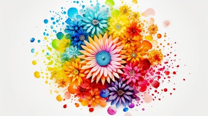 Sticker - Abstract background with colorful flowers. Generative AI