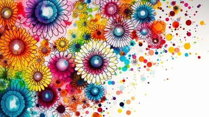 Sticker - Abstract background with colorful flowers. Generative AI