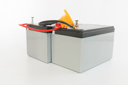 Gel Deep cycle battery with 24 volt on a white background