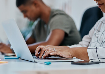Poster - Log in and lets make it happen. a businesswoman using a computer in a modern office.
