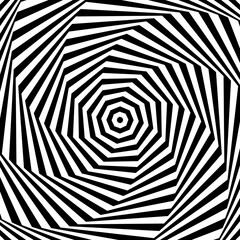 Poster - Optical illusion background. Black and white abstract geometric surface. Poster design. Torsion illusion wallpaper. Vector illustration