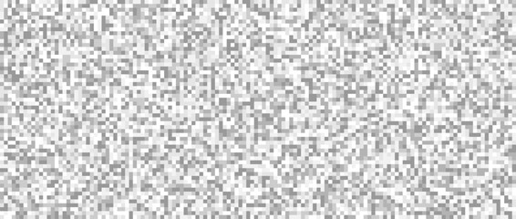 Poster - Seamless pixelated tv noise texture. White noise signal grain. Television screen interferences and glitches. Grey shades grunge vector background