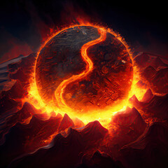 Wall Mural - image of a hot planet. generative ai.
