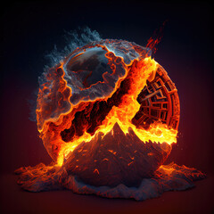 Wall Mural - image of a hot planet. generative ai.