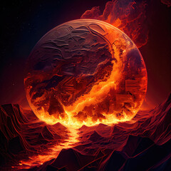 Wall Mural - image of a hot planet. generative ai.
