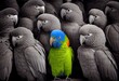 Parrot Sticking Out In A Crowd Background Generative AI