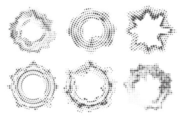 Poster - dotted circle pattern. abstract halftone round. vector frame with random gradient gradation. grunge 