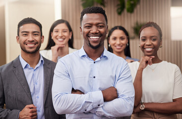 Aufkleber - Every day is an opportunity to do better. a team of businesspeople together in their office with their arms crossed.