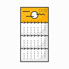 Poster - Wall calendar with dates, time management organizer simple design element. Vector agenda outline icon. Web schedule planner, paper with months and dates