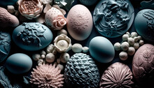 Variety Of Seashells In Circle, Close Up Generated By AI