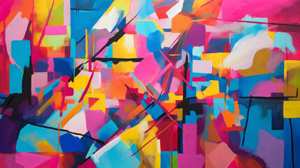 Wall Mural - Infinite Exploring of Geometric Abstract Art Colorful Artwork  the emotions of uncertainty and unpredictability, generative AI