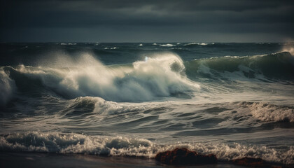 Sticker - Breaking waves spray beauty in nature motion generated by AI